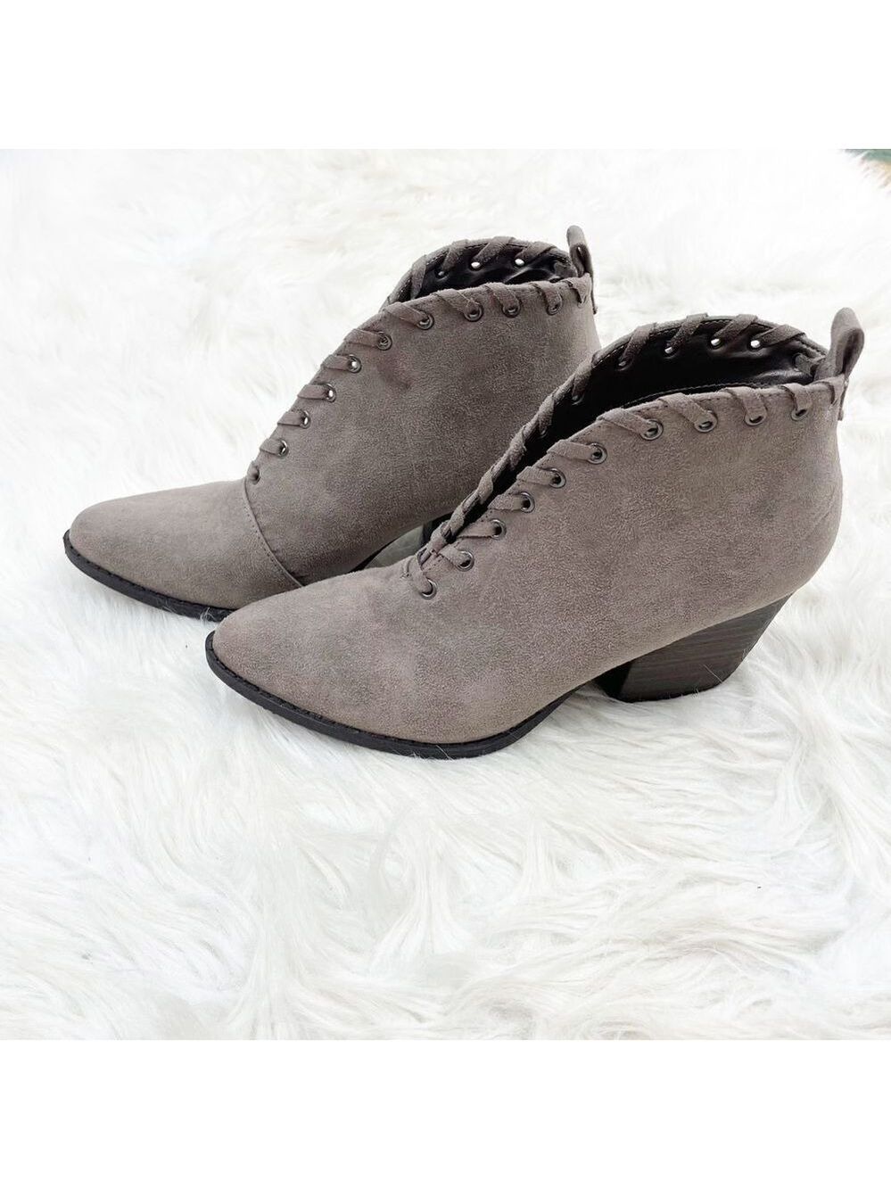 Coconuts by Matisse Bamba Whipstitch Taupe Suede Booties